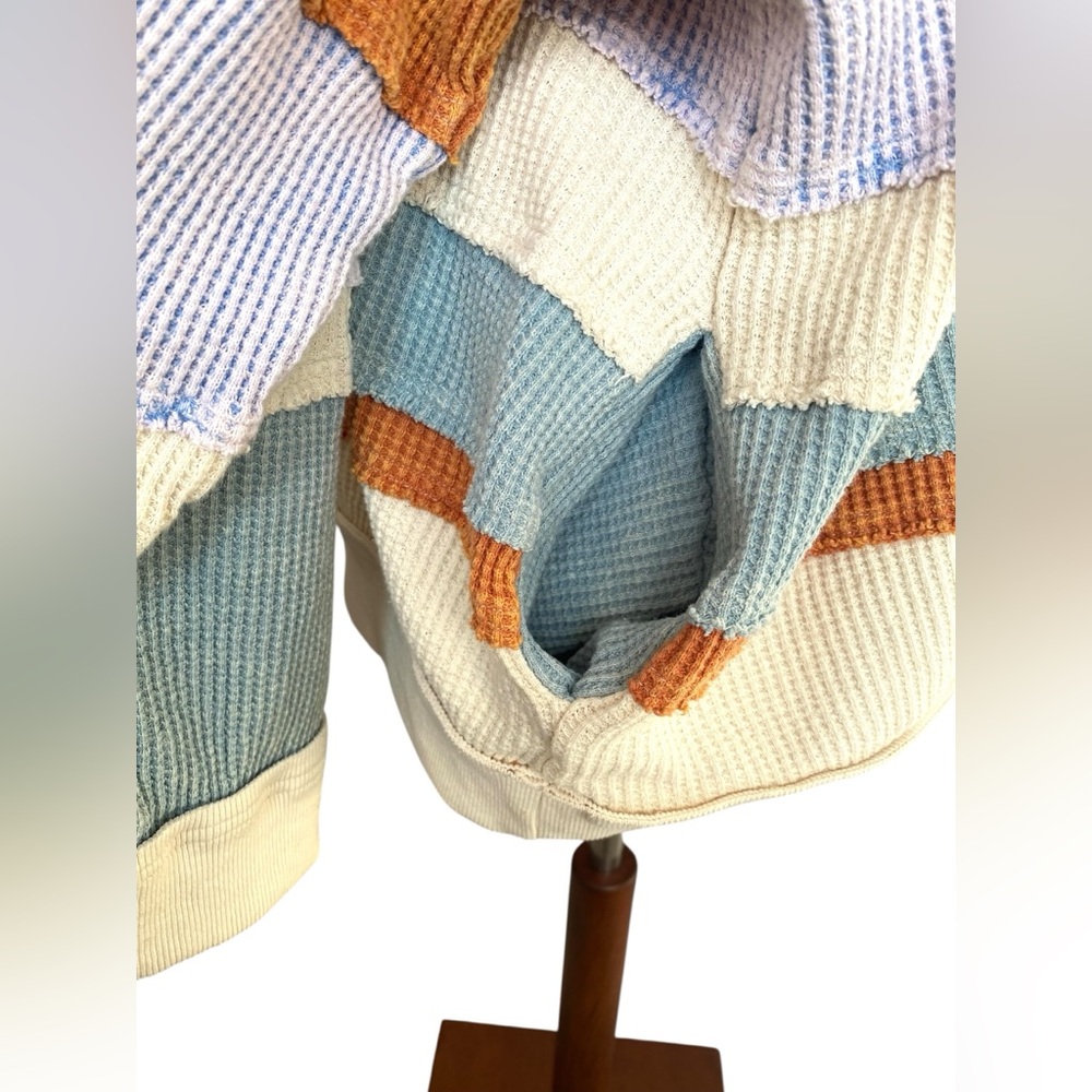 Oli&Hali Washed Color Block Pullover Thermal  Half Zip Oversized Small JT0560 - Picture 7 of 11